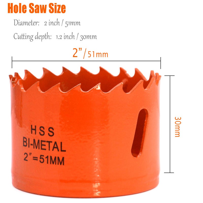 Koopi 2 Inch BI-Metal Hole Saw with Arbor and Replacement Pilot Drill Bit  51mm Dia Hole Cutter for Easily Drilling Wood  Plastic  Thin Metal - Image 2